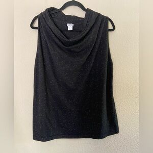 Chico's Women’s Angelina Cashmere Blend Cowl Neck ShimmerTank Top Size XL Black